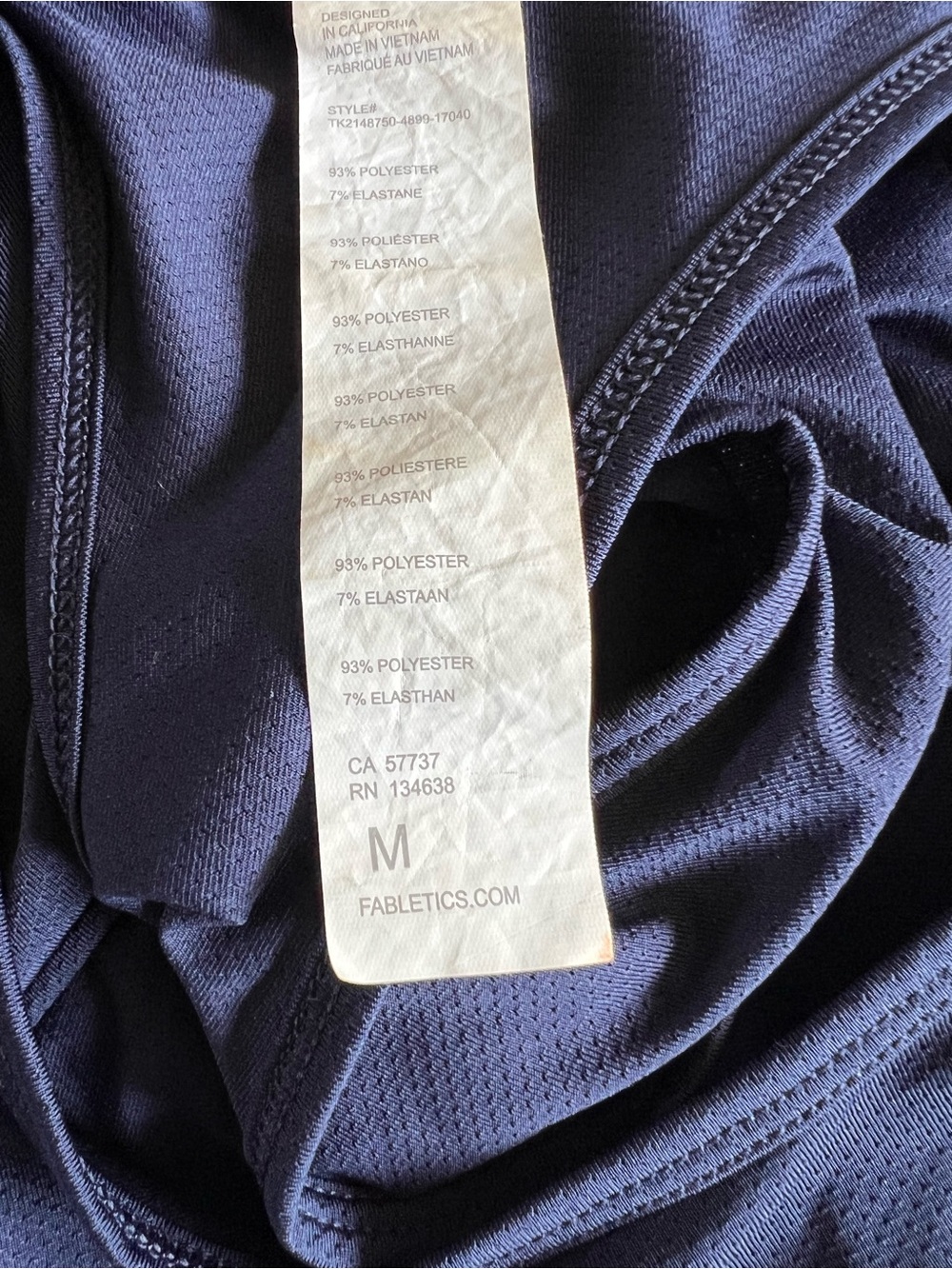 Fabletics Teagan Medium Navy Blue Racerback Dri-Fit Tank Top - Picture 6 of 6